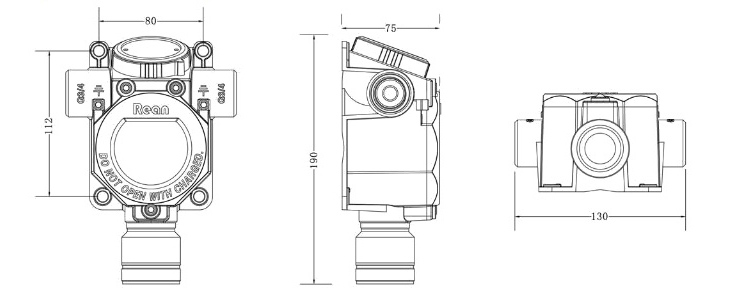 RBT-6000-ZLGX气体探测器尺寸图